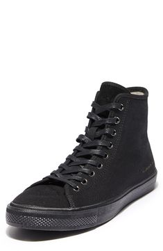 A canvas upper and rubber sole lend lasting durability to this high-top sneaker. Lace-up style Removable insole Textile upper and lining/synthetic sole Imported Suede High-top Sneakers With Vulcanized Sole, Urban Lace-up High-top Sneakers With Rubber Sole, High-top Canvas Sneakers With Textured Sole, High-top Sneakers With Textured Sole, Black Suede High-top Sneakers With Vulcanized Sole, Casual Suede High-top Sneakers With Vulcanized Sole, Black Suede High-top Sneakers, Canvas High-top Sneakers With Textured Sole, Lace-up High-top Sneakers With Textured Sole