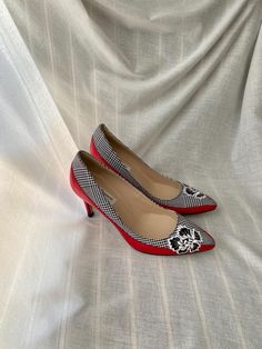 Luxury L.K. Bennett Red Decorated Heels, looks like never worn (comes without original box). Size tag EU 37. Prices on brand shop: https://www.lkbennett.com/Shoes/Court-Shoes. Red Fitted Court Shoes With Sculpted Heel, Fitted Red Court Shoes With Sculpted Heel, Red Low Heel Kitten Heels, High Heels With Red Sole For Work, Red High Heel Court Shoes For Office, Red Heels With Sculpted Heel For Office, Chic Red Court Shoes For Work, Red Heels With Contrasting Heel Counter, Red Leather Low Heel Kitten Heels