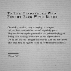 an open book with the words to the cinderella who fought back with blood