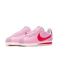 Nike Womens WMNS Classic Cortez Nylon PREM 882258-601 Pink Sporty Custom Sneakers With Contrast Sole, Pink Custom Sneakers With Contrast Sole, Sporty Custom Pink Sneakers With Contrast Sole, Pink Custom Sneakers For Spring Sports, Sporty Custom Pink Sneakers For Spring, Casual Pink Running Shoes With Contrast Sole, Pink Custom Sneakers With Rubber Sole, Casual Pink Running Shoes With Rubber Sole, Sporty Pink Leather Running Shoes