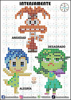 an image of two different colored pixelons with the words, i love you in spanish and