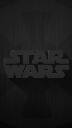 the star wars logo is shown on a black background with dark wood grains and white letters