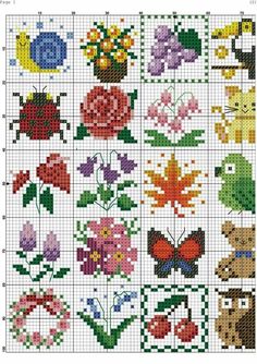 cross stitch pattern with flowers and butterflies