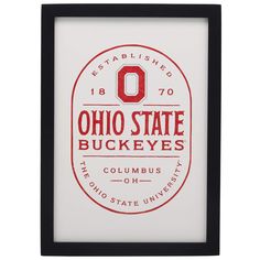 the university of ohio state buckeyes logo is displayed in a black framed frame