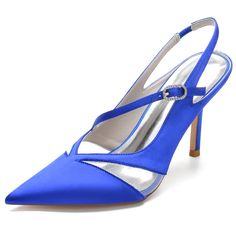 Shop Royal Blue Clear Satin Slingbacks Heels Closed Toe Cross Strap Bridal Shoes color Royal Blue for Anniversary, Dancing Club, Party, Wedding, Work with worldwide Free shipping & Free return. Elegant Blue Pointed Toe Sandals, Blue High Heel Slingback Pumps For Evening, Blue Pointed Toe Slingback Pumps For Party, Blue Slingback Pumps With 4-inch Heel For Evening, Blue Ankle Strap Slingback Pumps With 4-inch Heel, Elegant Blue Slingback Pumps With 4-inch Heel, Blue Formal Slingback Pumps With Open Heel, Elegant Blue Slingback Pumps For Formal Occasions, Elegant Blue Slingback Pumps With Open Heel