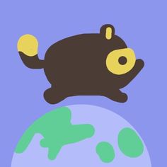 a cartoon bear is sitting on top of the earth