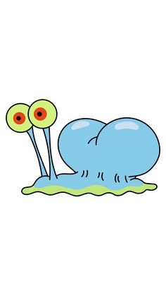 an image of a cartoon character laying on the ground with two eyes looking at something