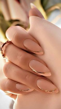 Med Almond Nails Designs, Almond Gold Nails, Proposal Nails Ideas, Grad Nails, Almond Acrylic, Space Nails, Amazing Nails, Gold Nail, Manicure Ideas