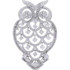 18K White Gold Diamond Owl Brooch - Timeless Elegance and Whimsical Charm Luxury Diamond White Brooches For Formal Events, Luxury Diamond White Brooches For Formal Occasions, Luxury White Diamond Brooch, Luxury Brooches With Diamond Accents, Luxury Diamond Brooch, Luxury Diamond Brooch Jewelry, Luxury White Gold Diamond Brooches, Luxury Diamond Brooches In White Gold, Luxury White Gold Brooches With Diamond Accents