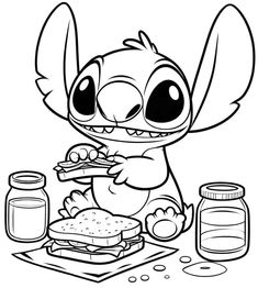 stitchy eating some food coloring pages