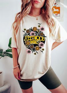 Fleetwood Mac Tshirt, Vintage Floral Retro Band Tee Whimsical Wardrobe, Nurse Outfit, Valentine's Day Celebration, Comfort Colors Tshirt, Botanical Shirt, Halloween Nurse, Mama T Shirt, Mama Shirts, Fleetwood Mac