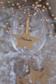 there is a wine glass with a star on it