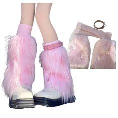 PRICES MAY VARY. ❤ 【High Quality Material】The 3in1 Set includes: 1 knitted leg warmer, 1 plush leg warmer, and 1 leg chain. Womens knit winter kawaii winter leg warmers, leg warmers for women 80s, made of high-quality cotton and polyester, Soft and skin friend knit fabric, with great stretch. ❤【Warmer Long Socks】Over the Calf, Knee high stockings for women, knitted leg warmers for girls, e girls harajuku long socks, punk clothes, striped gothic socks , knitwear warm winter socks, make you warm i Gothic Socks, Winter Kawaii, Kawaii Winter, Punk Clothes, Leg Socks, Punk Style Outfits, Knitted Leg Warmers, Harajuku Punk, Crocs Fashion