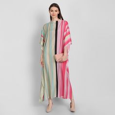 COMFORT: Lovely versatile crepe silk kaftan with multiple uses. Loose free flowing Satin Silk for maximum comfort and elegance. This kaftan compliments all body types with its bold loose design. ONE SIZE. MULTI USE: Chic kaftan dress is made of lightweight free flowing crepe silk which effortlessly drapes and adds elegance to any occasion. The sides are closed and makes ideal for use on the beach, by the pool, BBQ, home, lounge wear, day dress or jazz it up with accessories for the evening. Smar Festive Beach Kurta In Maxi Length, Festive Beach Kurta Maxi Length, Multicolor Tunic Dress For Eid, Festive Maxi Kurta For Beach, Festive Maxi Length Beach Kurta, Multicolor Maxi Length Kaftan For Beachwear, Multicolor Maxi Kaftan For Beachwear, Multicolor Maxi Length Kurta For Eid, Maxi Length Multicolor Kurta For Eid