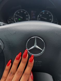 Acrylic Nail Ideas Almond, Red Nails On Dark Skin, Nail Inspo Red, Nail Ideas Almond, Nails On Dark Skin, Luxury Mercedes Benz, Red Nail Inspo, Red Nail Ideas, Almond Nails Red