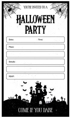 a halloween party flyer with an image of a spooky house