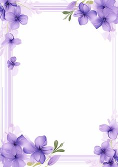 purple flowers on a white background with an empty space in the center for text or image