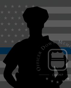 the silhouette of a police officer in front of an american flag