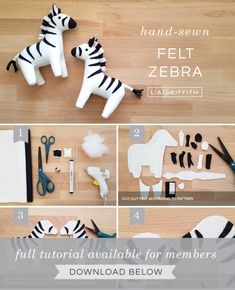 the instructions for how to make felt zebras