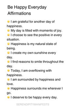 a poem that says, be happy everyday affirmations