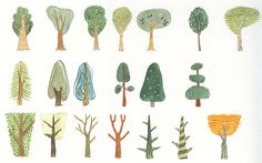 an image of trees drawn in watercolor on paper