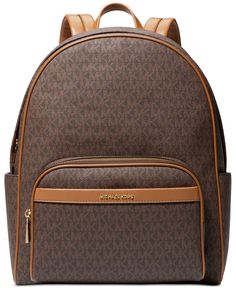 in stock Classic Brown Coated Canvas Backpack, Michael Kors Brown Backpack With Zipper Closure, Luxury Michael Kors Standard Backpack, Michael Kors Brown Standard Backpack, Michael Kors Luggage, Medium Sized Bags, Classic Backpack, Travel Collection, Large Backpack