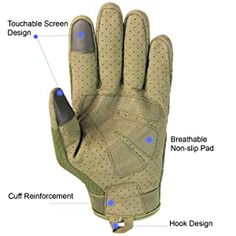 an image of a glove with instructions on how to put it in the palm area