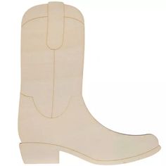 a pair of white cowboy boots cut out from wood, on a white background with clippings