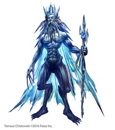 an image of a man with ice on his face and arms, holding two swords