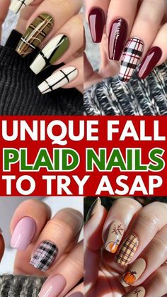 Plaid Nail Ideas, Fall Plaid Nails, Plaid Nail Designs, Plaid Nail Art, Brown Nail Art, Nails Birthday, Brown Nails Design, Simple Fall Nails, Fall Nail Trends