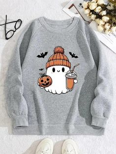 Women's cute pumpkin & coffee sweatshirt, long sleeve pullover for fall/winter. Soft, stretchy knit fabric. Perfect cozy, casual style for chilly days. Pumpkin Coffee, Coffee Sweatshirt, Casual Sweatshirt, Long Sleeve Pullover, Sweatshirt Fashion, Amazon Tiktok, Hoodie Fashion, Halloween Shopping, Casual Style