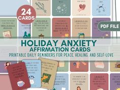 Love printables? These 24 affirmation cards are perfect for managing holiday stress and nurturing self-compassion. Easy to download and print, they’re a simple way to add emotional support to your daily routine. Perfect for DIY self-care!  #PrintableAffirmations #HolidayPrintables #StressReliefTools #SelfLovePrintables #MindfulLivingIdeas #DigitalDownloads Love Printables, Heart Printable, Empowering Words, Daily Reminders, Affirmation Cards, Coping Skills, Emotional Support, Printable Cards, Daily Reminder