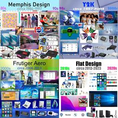 the collage shows many different types of electronic devices and their design elements, including cell phones