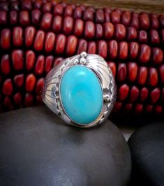 This wonderful Sterling Silver and Turquoise ring is handmade with skill by a Navajo artist. This is the perfect gift for that special someone! Size: 12 - This ring can be sized up or down within two sizes for an additional fee. Please send an email, if needed, before the time of purchase. Stone Measures: 7/8" x 5/8" Weighs: 17 Grams Stamped: Sterling Signed: JCY  This ring can be sized up or down by two sizes for an additional $25 fee. Ring Sizings take approximately 2 weeks turnaround. Add the following listing ID to your cart (253475134610) and send a note with the size you need. Send a message if you have questions. Please use the following link to add to your shopping cart at the time of purchase: https://www.etsy.com/listing/1014930924/ring-sizing-fee-only Thank you for shopping with Untreated Southwestern Style Ring Jewelry, Handmade Southwestern Style Ring Jewelry, Handmade Southwestern Style Ring, Southwestern Style Turquoise Ring, Handmade Western Style Jewelry Ring, Western Style Turquoise Ring Collectible, Southwestern Turquoise Jewelry For Anniversary, Western Style Gemstone Ring, Southwestern Style Turquoise Inlay Ring