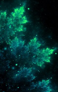 an image of green trees in the night sky