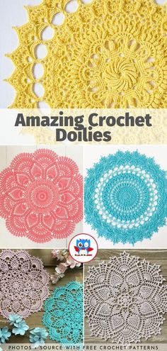 crochet doily patterns with the words amazing crochet doilies