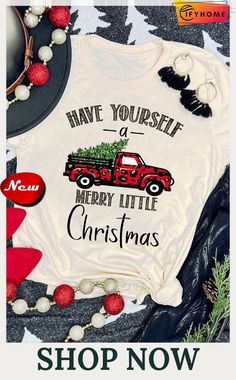 Khaki Christmas Tree Leopard Truck Print Graphic T Shirt Christmas Slogans, Trucks Print, Truck Shirts, White Crew Neck, Print Graphic, Color Khaki, Christmas Outfit, Casual T Shirts, Printed Shorts