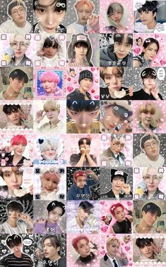 an image of many different people with hearts on their faces and hair in the same collage