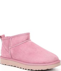 UGG Classic Ultra Mini Water-Resistant Booties | Dillard's Pink Ultra Mini Uggs, Pink Mini Uggs, Ultra Mini Uggs, Mini Uggs, Fire Shoes, Pink Uggs, Ugg Classic Ultra Mini, 9th Grade, Dream Outfits