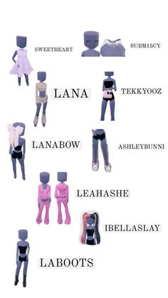 the different types of dolls are shown in this graphic style, including legs and arms