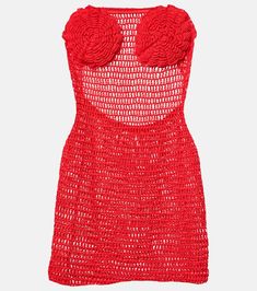 Camellia cotton crochet bustier dress in red - Anna Kosturova | Mytheresa Crochet Bustier, Minimalist Girl, Anna Kosturova, Spring Knitwear, Spring Knits, Fashion Crochet, Beauty Parlor, Bustier Dress, Chic Dresses