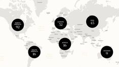 a world map with the number of people in each country and their names on it