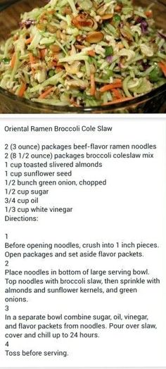 a recipe for coleslaw in a glass bowl