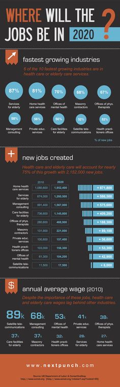 an info sheet with the words where will jobs be in 2020?