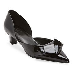 These Worthington women's pumps are crafted from shiny faux patent leather, adding a sleek and polished finish to any ensemble. The slip-on style features a pointed toe, a bow detail, and a 1.25-inch kitten heel for easy walking. Wear them with dresses or tailored pants. Closure Type: Slip-OnShoe Heel Height: 1 1/4 InchesUpper/Outer Base Material: 100% PolyuretheneShoe Lining Material: PolyurethaneSole Material Content: 100% Thermoplastic-RubberToe Type: Closed Toe, Pointed ToeCare: Spot CleanHe Michelle Obama Fashion, Black Pumps Heels, Black Kitten, Pointed Toe Flats, Tailored Pants, Shoes Pumps, Michelle Obama, Heel Pumps, Kitten Heel