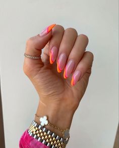 Orange Nail, Summery Nails, Nails Summer, Orange Nails, Prom Nails, Short Acrylic Nails, Best Acrylic Nails