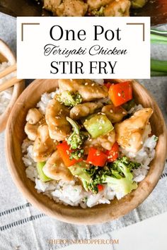 one pot teriyaki chicken stir fry in a bowl