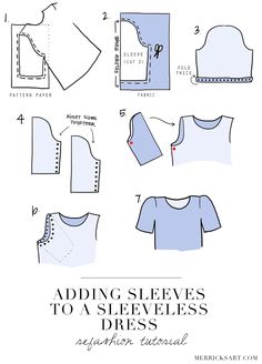 the instructions for how to sew a top with sleeves and collars, as well as an apron