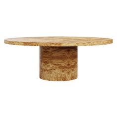 a round wooden table with no leaves on it, against a white background the top is made out of wood