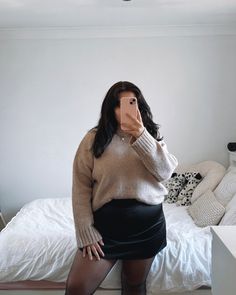 ways to wear a black skirt, cream jumper, spring outfit, warm outfit, black satin skirt #SpringChallenge Warm Outfit, Spring Challenge, Cream Jumper, Outfit Black, Warm Outfits